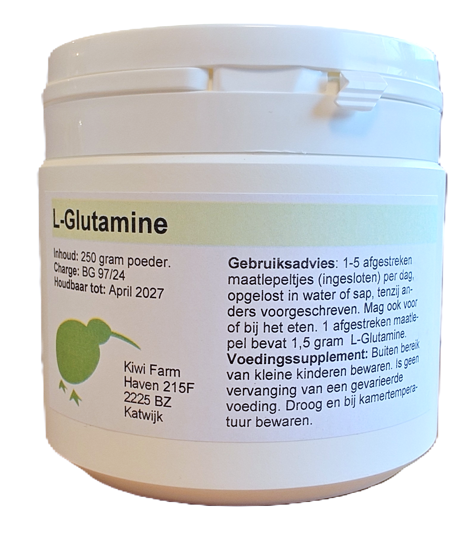 L-Glutamine poeder Kiwi Farm, 250 gram